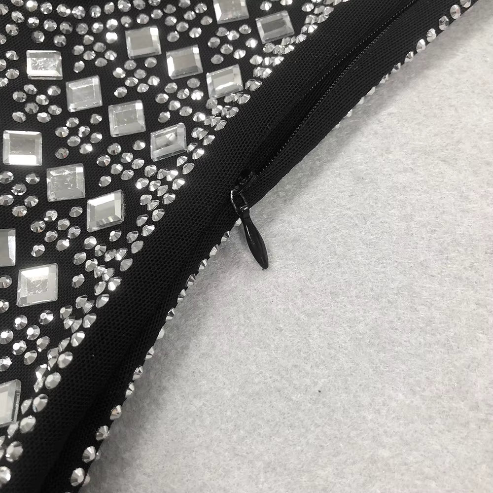 Backless Rhinestone Strapless Evening Dress