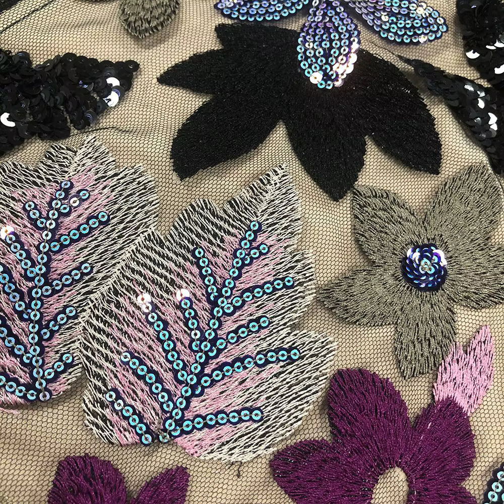 Sequin Floral Embroidered Maxi Evening Dress by Luxe Lane | Party dresses from Luxe Lane | Options: black S(2) |