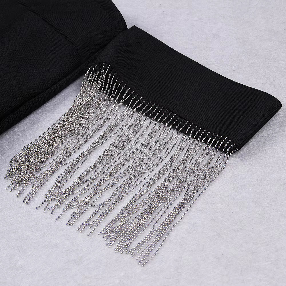 Mira V-Neck Velvet Fringe Dress