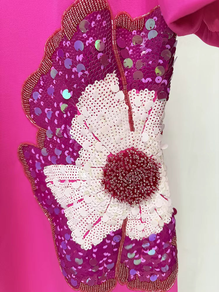 Marivelle Beaded Sequin Midi Dress