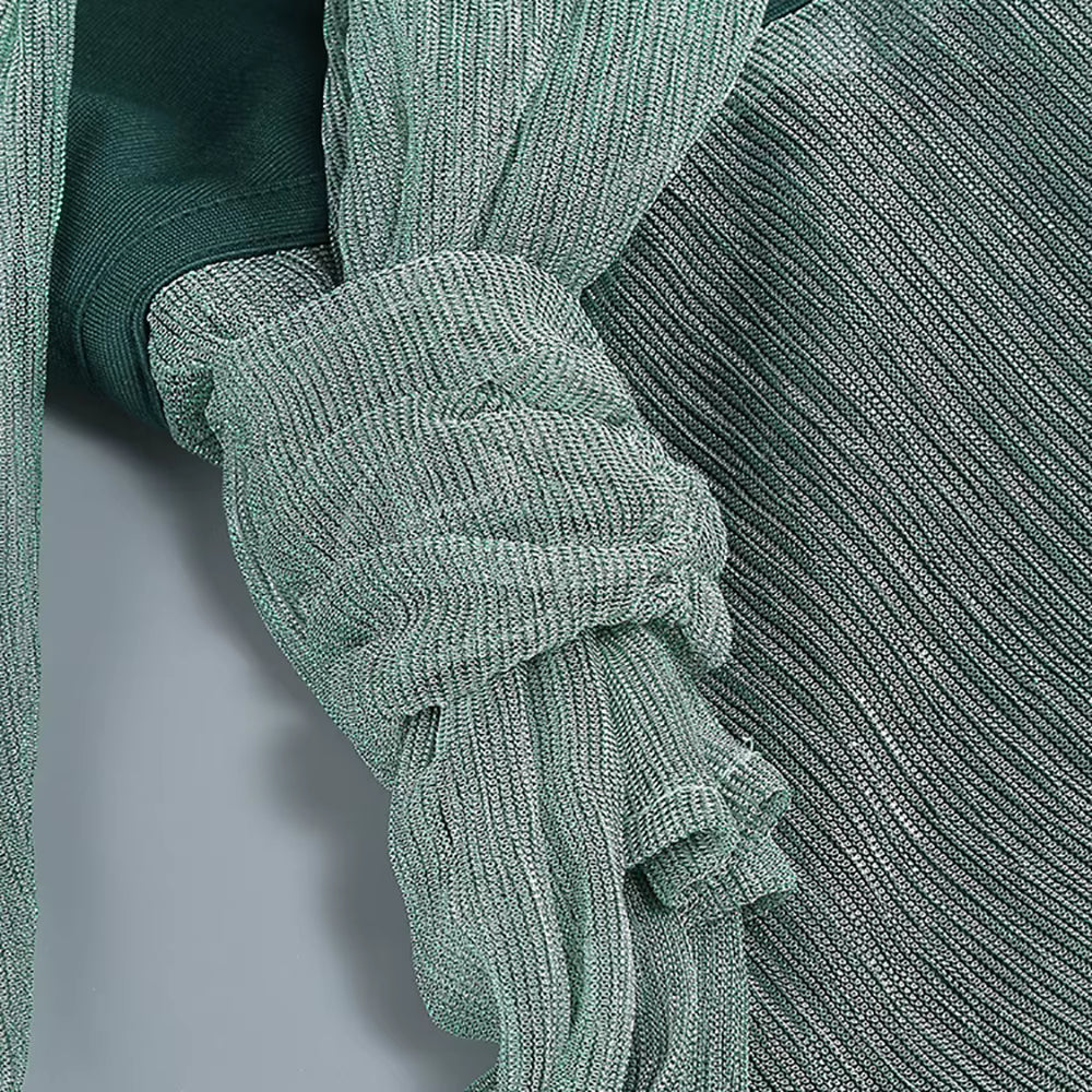 Maelis Green One-Shoulder Corset Maxi Gown