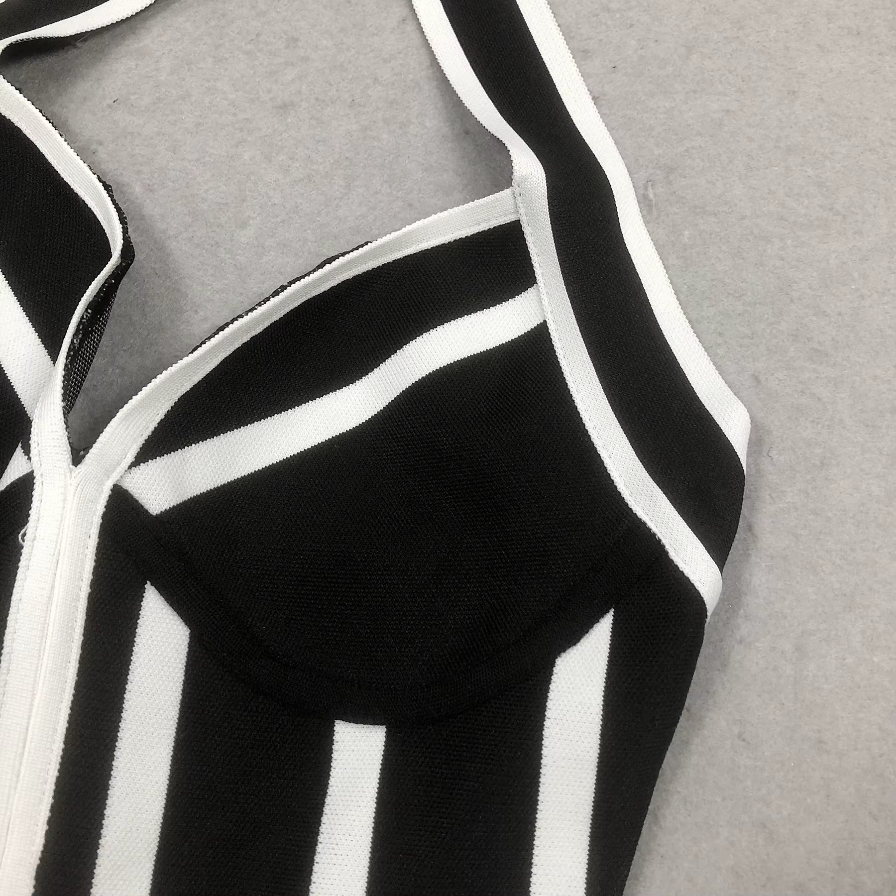 Aria Monochrome Halter Striped Mini Dress