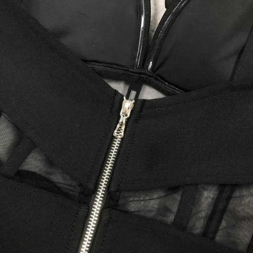 Aria One-Shoulder  Mesh Gown