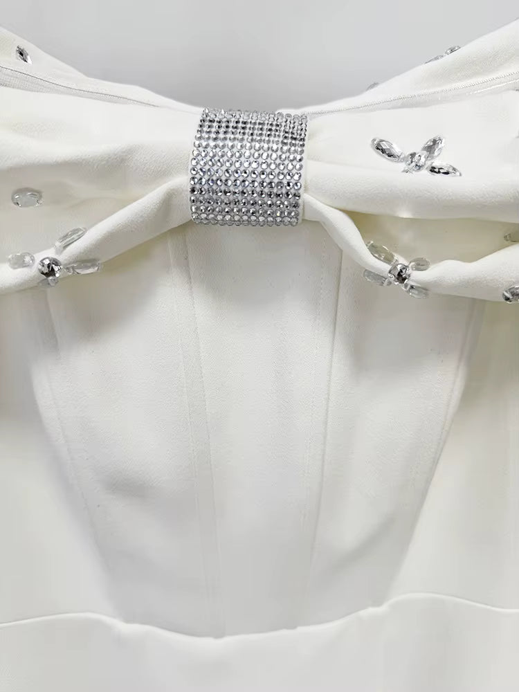 Radiant Bow Midi Dress – Off-Shoulder