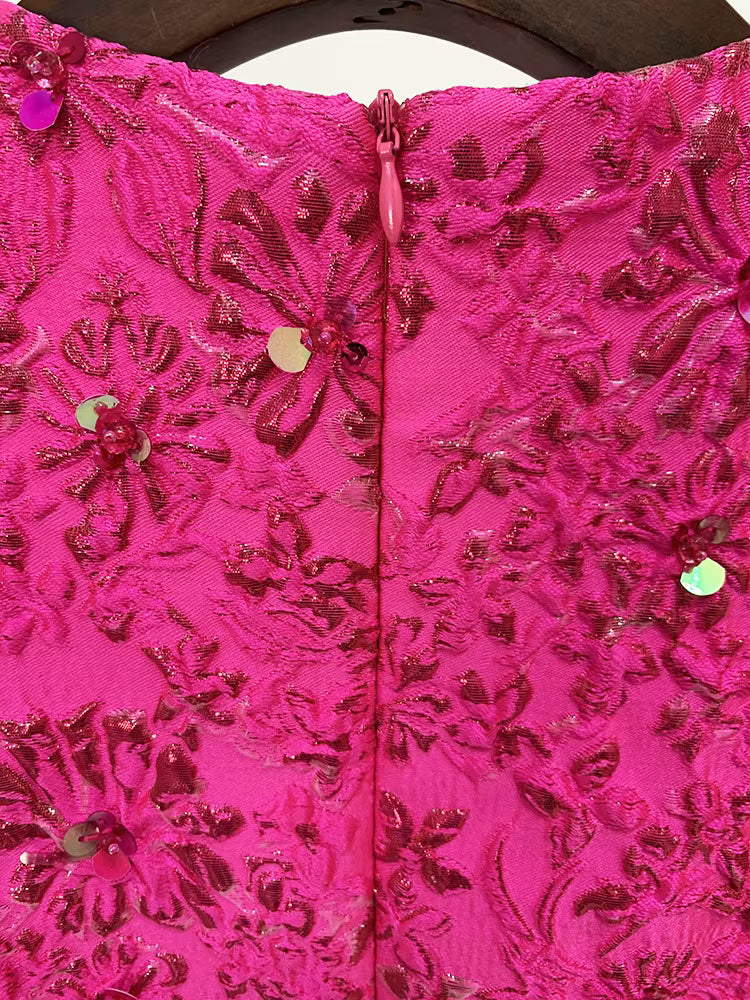 Fiorella Jacquard Beaded Mini Dress