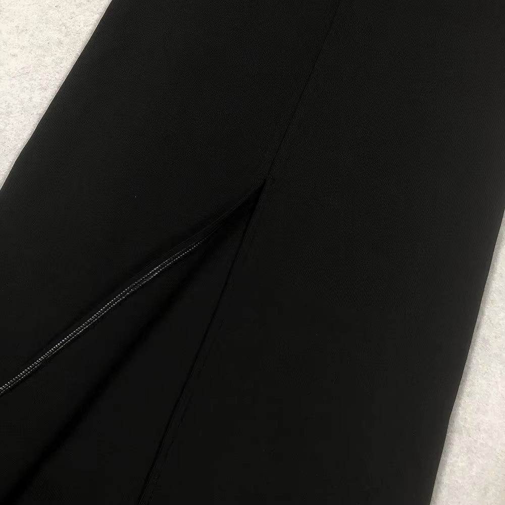 Rhinestone Long Sleeve Bodycon Evening Dress