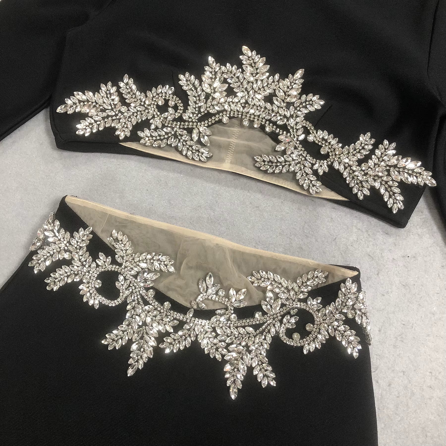 Crystal Pearl Bandage Two-Piece Maxi Skirt Set