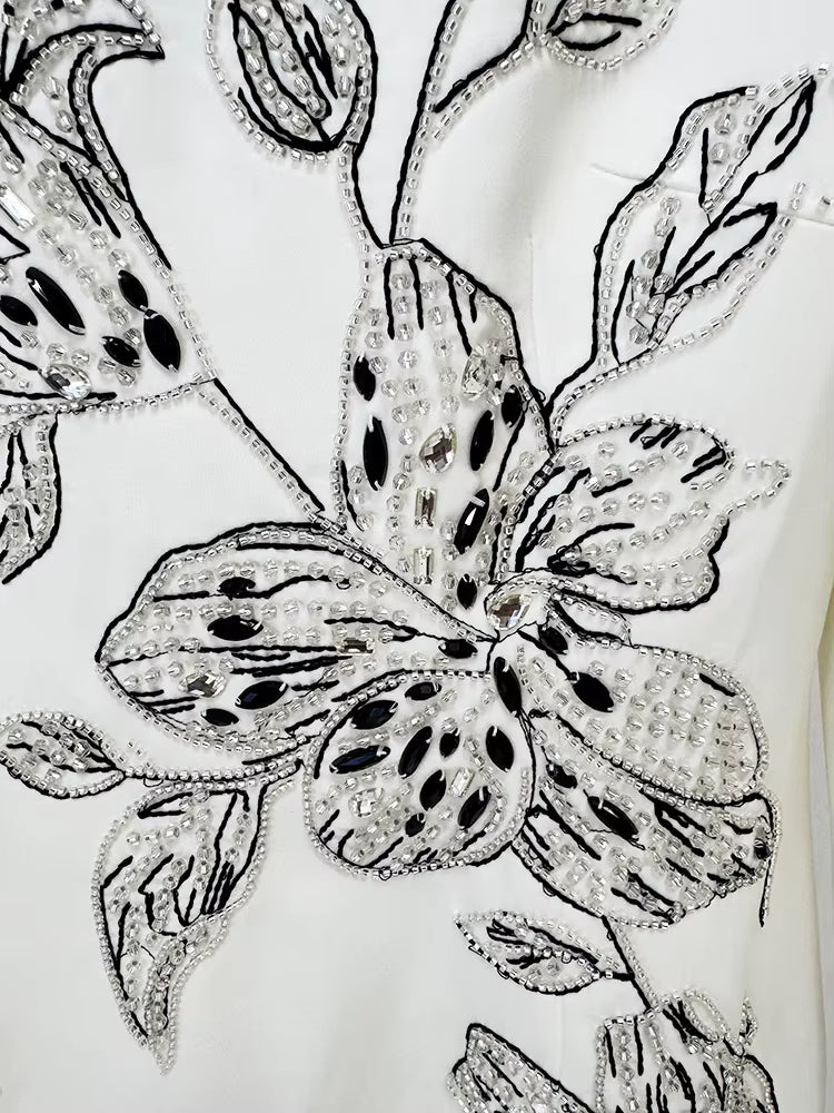 Floral Embroidered Long Sleeve Mermaid Evening Gown