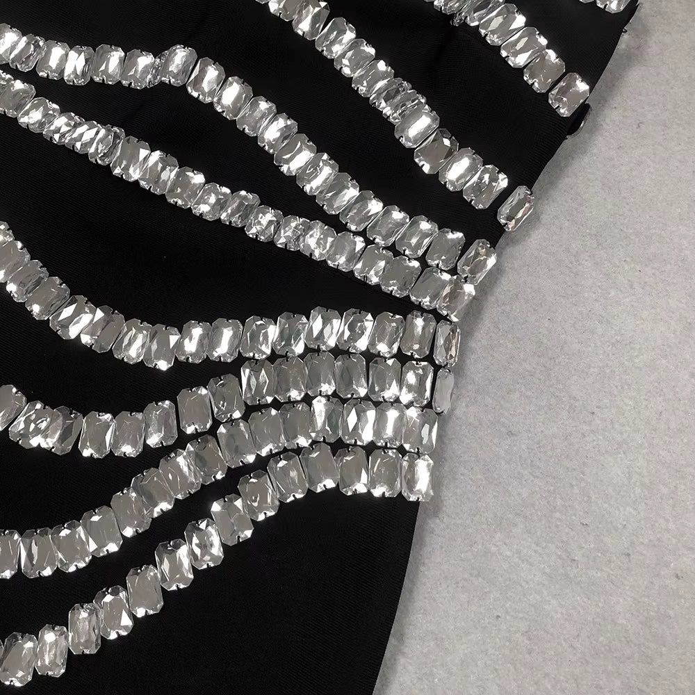 Bandage Dress with Crystal Rhinestone