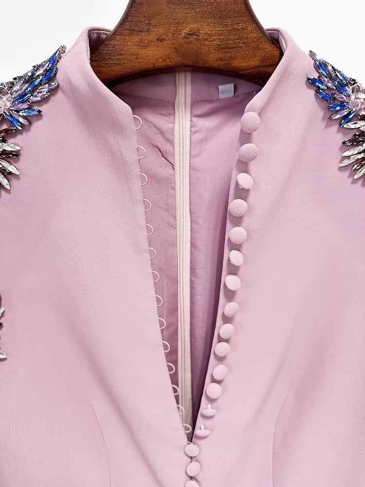 Rhinestone Sequin Split Maxi Evening Gown