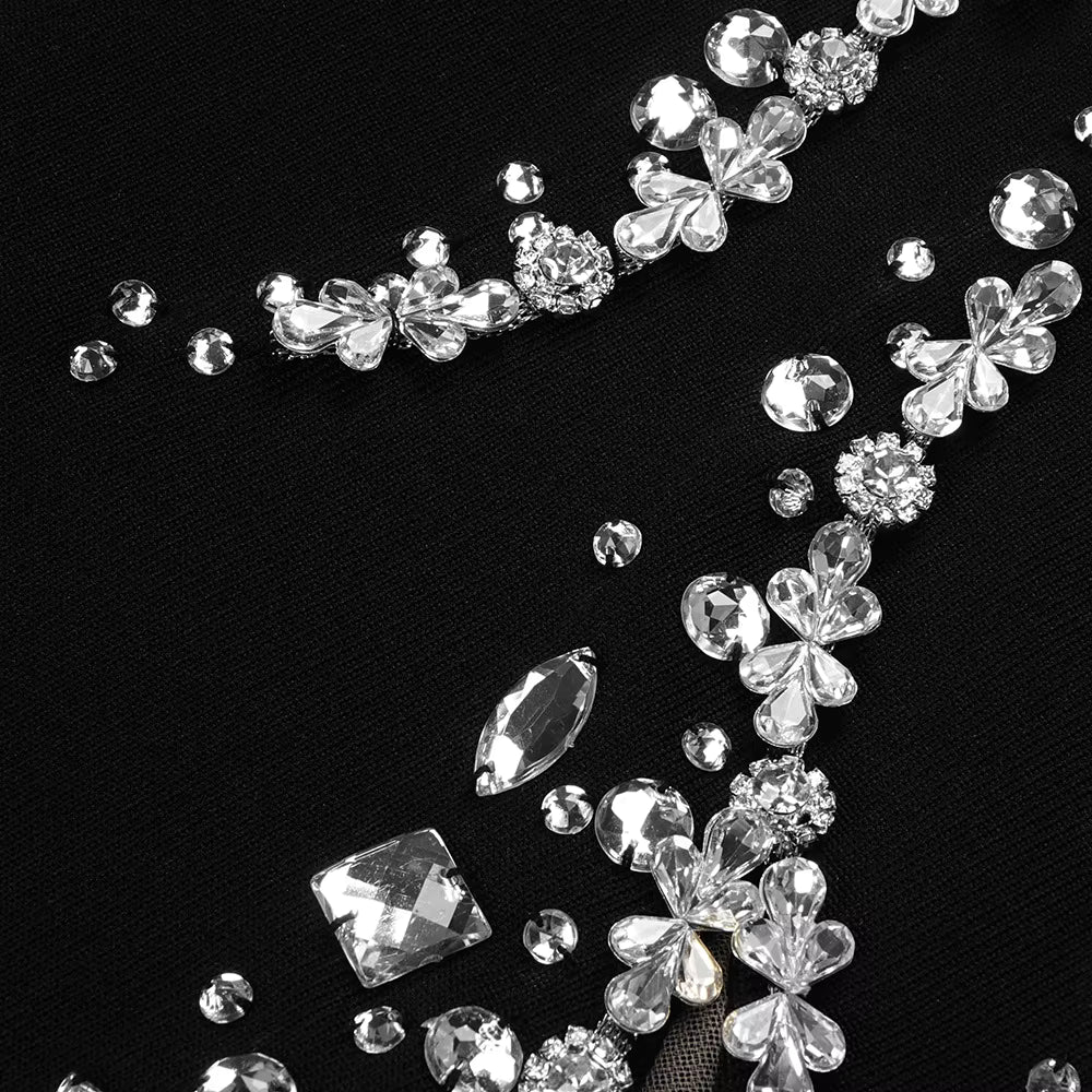 Bustier Long Evening Dress with Diamonds