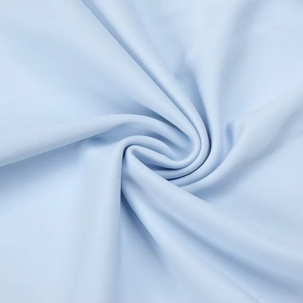 Serenya Sky Blu Fringe Mesh Maxi Gown