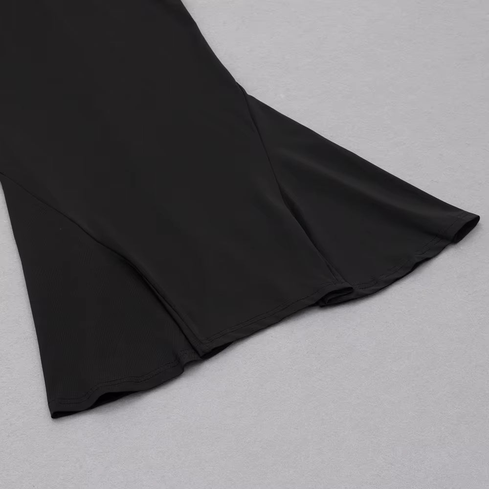 Crossover Plunge Long Sleeve Mermaid Midi Dress