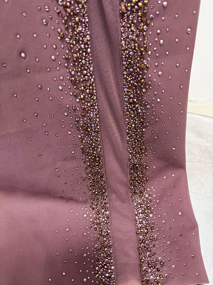 Crystal Beaded Halter Neck Bodycon Maxi Evening Dress