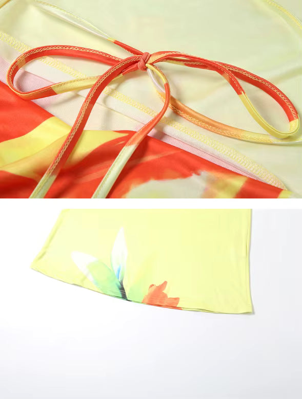 Sunset Bloom Satin Gown