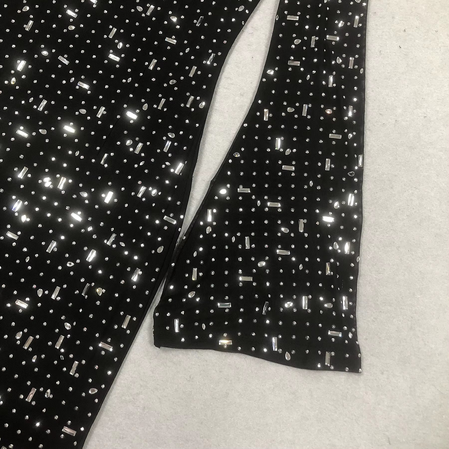 Black Rhinestone Bandage Evening Gown