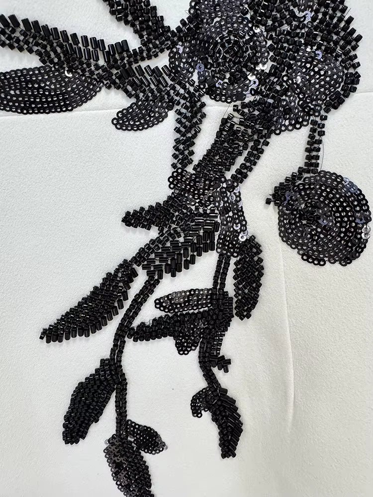 Isabelle White Beaded Embroidery Gown