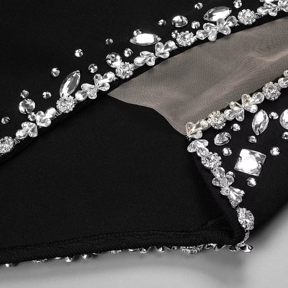 Bustier Long Evening Dress with Diamonds
