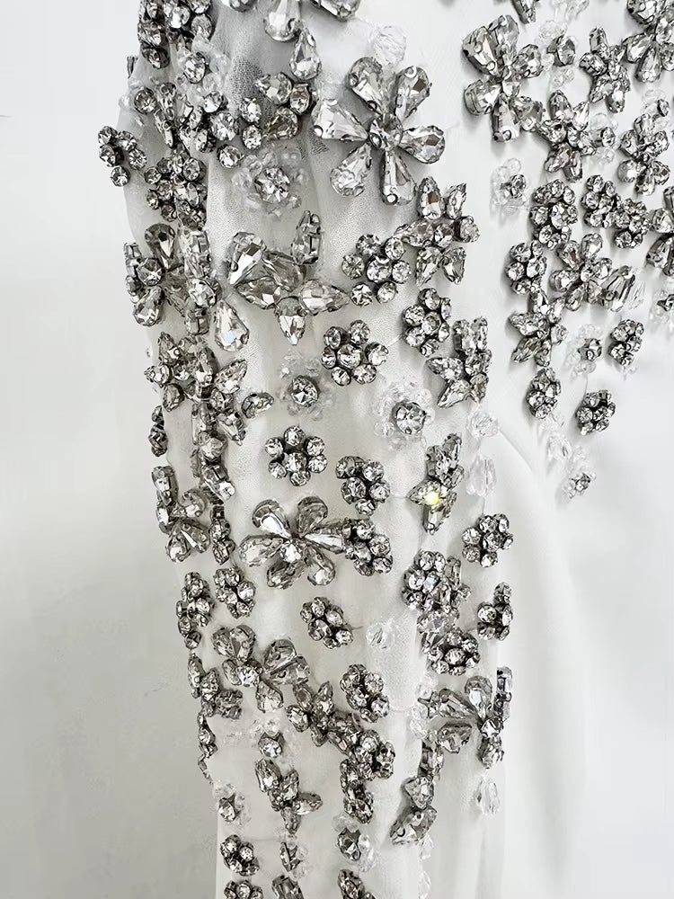 Valencia Beaded Cape Sleeve Evening Gown