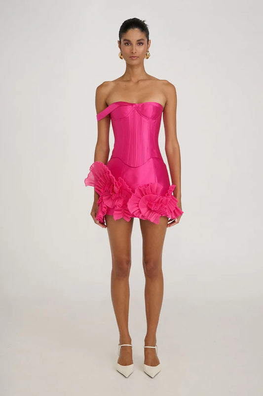 Satin Asymmetrical Mini Dress