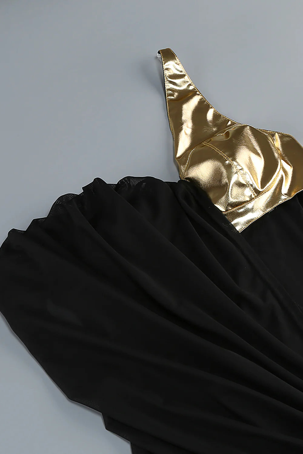 Black Gold One Shoulder Maxi Dress