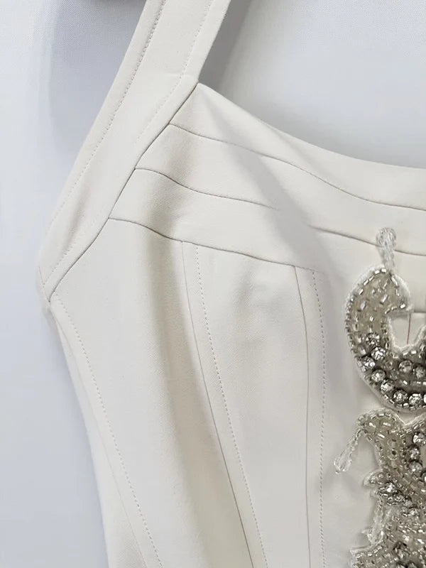 Ivory Crystal Corset Maxi Gown