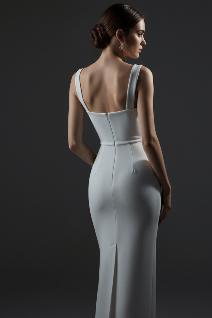 Althea White Floral Bandage Gown by Shine | from Luxe Lane | SKU: W11196-1 | Barcode:  | Options: White S(6) | Althea White Floral Bandage Gown