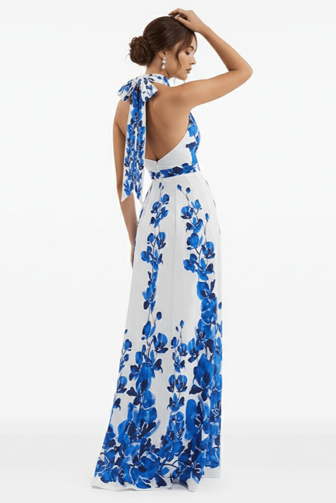 Amara Floral Halter Maxi Dress by Luxe Lane | from Luxe Lane | SKU:  | Barcode:  | Options: S | Amara Floral Halter Maxi Dress