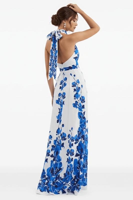 Amara Floral Halter Maxi Dress by Luxe Lane | from Luxe Lane | SKU:  | Barcode:  | Options: S | Amara Floral Halter Maxi Dress