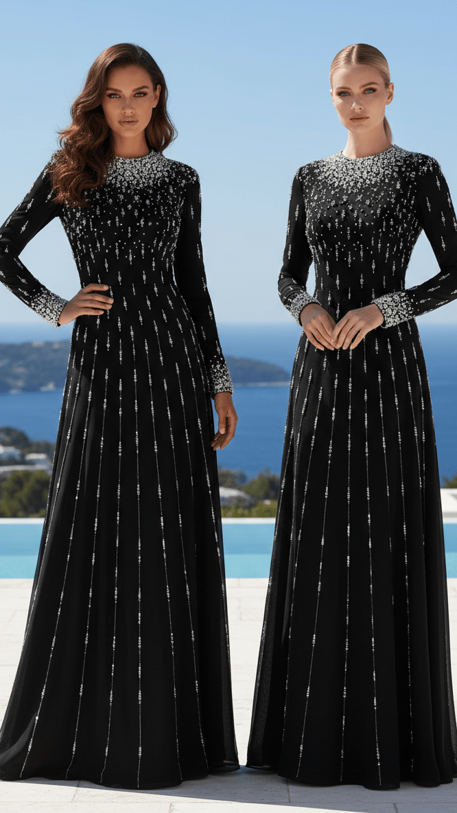Amarise Beaded Sequin Evening Gownheath gownWhiteSLuxe Lane
