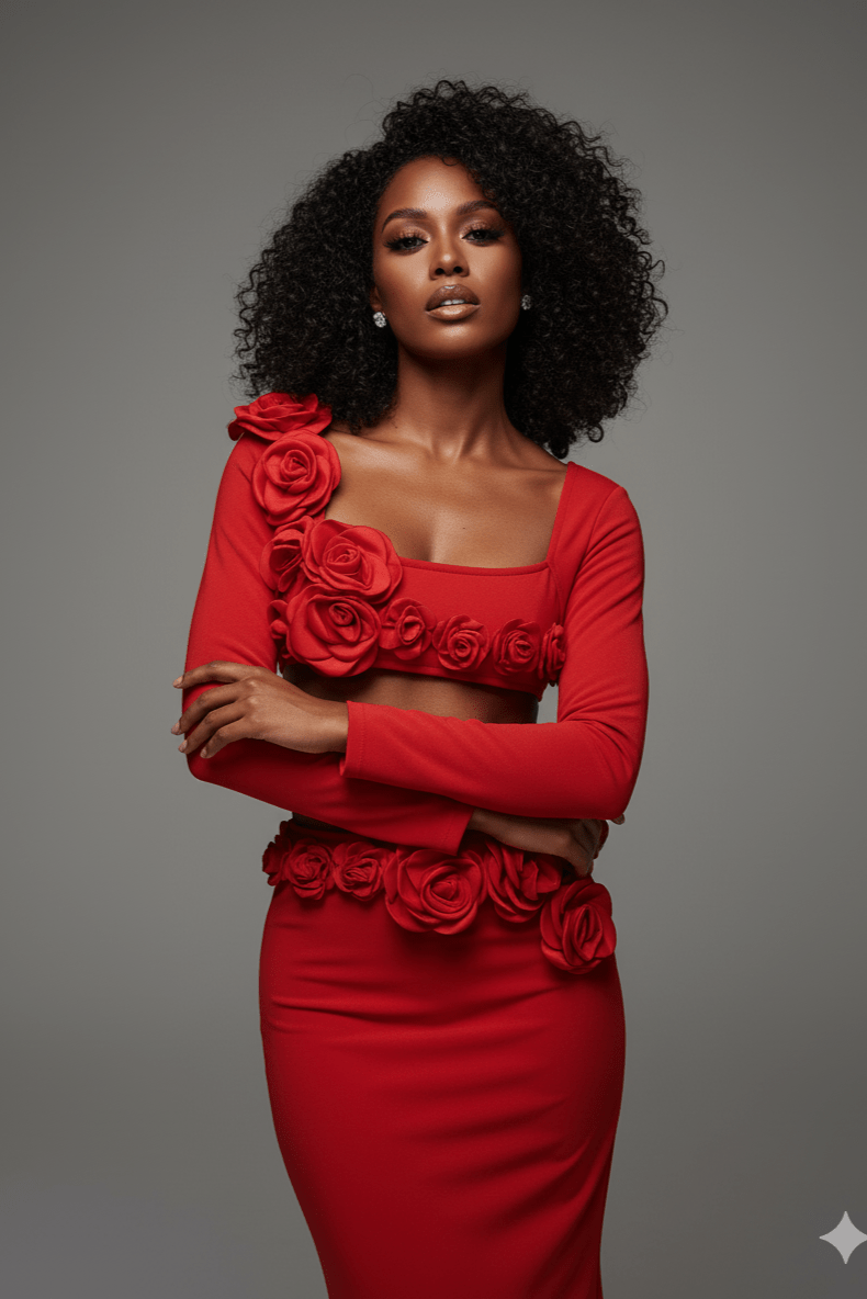 Amelina White 2 - Piece Floral Bandage Set by Luxe Lane | from Luxe Lane | SKU:  | Barcode:  | Options: White M | Amelina White 2 - Piece Floral Bandage Set