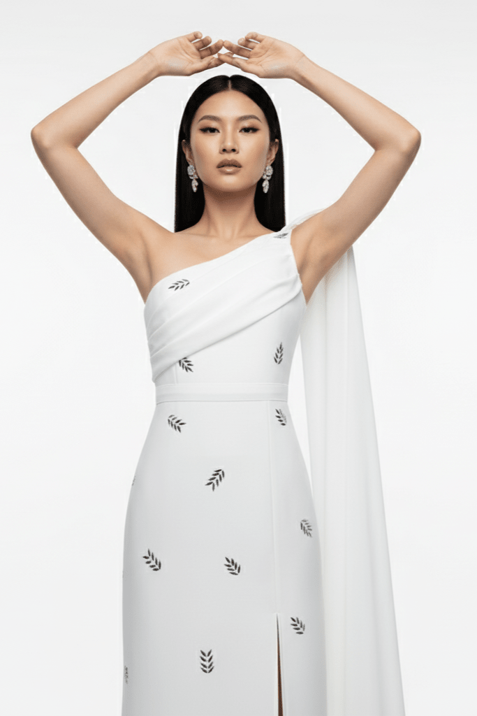 Amoura One - Shoulder Cape Maxi GownDressesRedSLuxe Lane