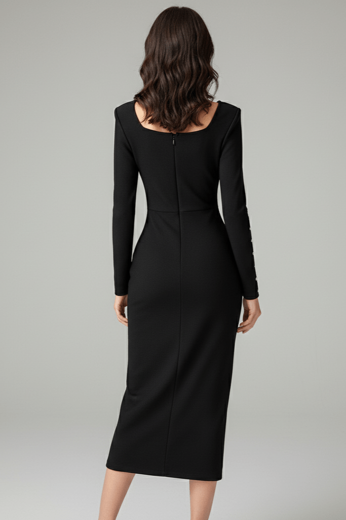 Arden Rhinestone Bandage Gown by Shien | Party dresses from Luxe Lane | SKU: W11206-1 | Barcode:  | Options: Black S(6) | Arden Rhinestone Bandage Gown