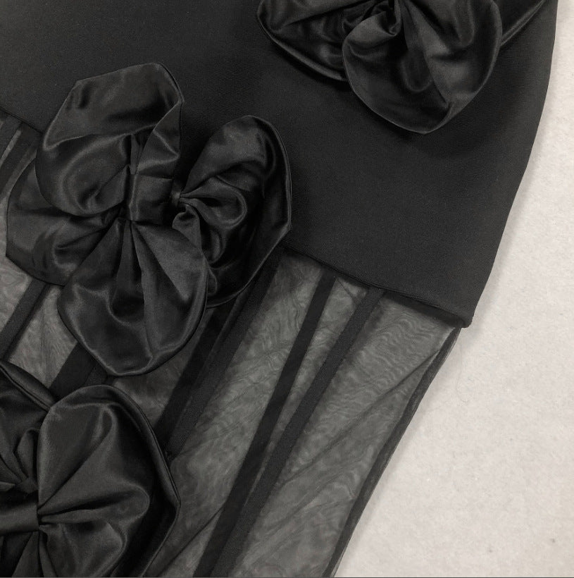 Aria One - Shoulder Mesh Gown by Luxe Lane | from Luxe Lane | SKU:  | Barcode:  | Options: S | Aria One - Shoulder Mesh Gown