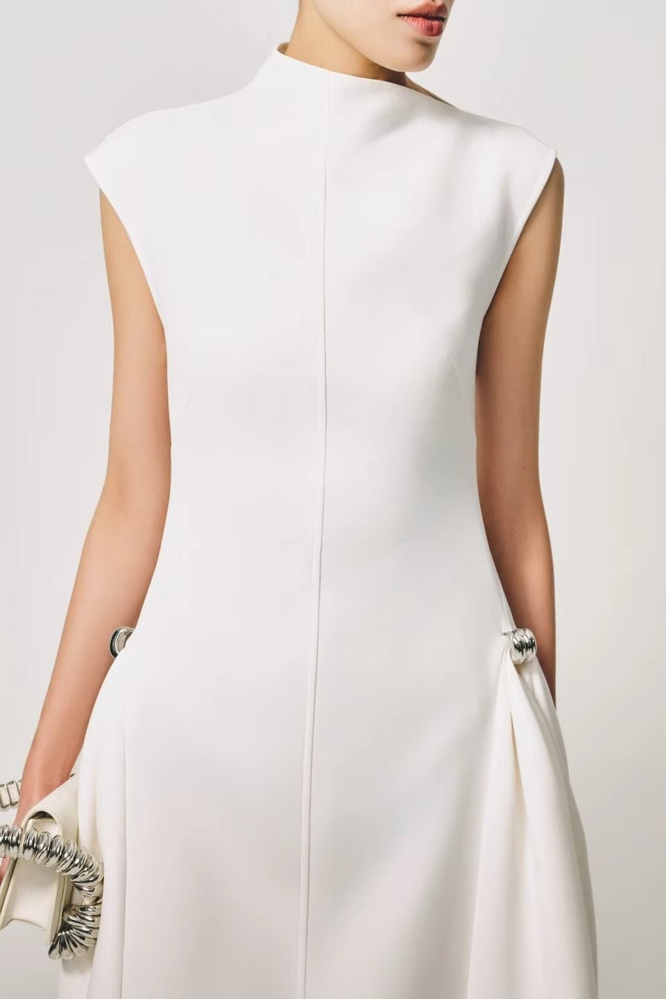 Aurelia Asymmetrical Collar Gown by Luxe Lane | from Luxe Lane | SKU:  | Barcode:  | Options: Black XS | Wholesale Elegant Womens Clothing Black Formal Dresses Women Evening Gown Sleeveless Asymmetrical Collar Maxi Party Dress