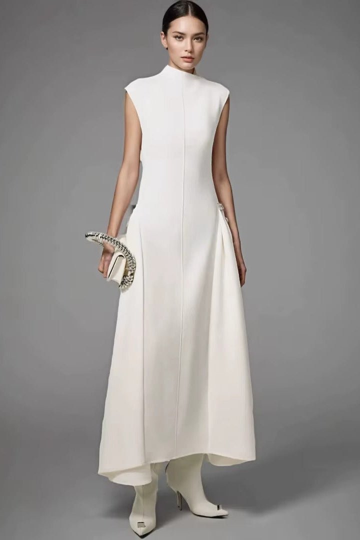 Aurelia Asymmetrical Collar Gown by Luxe Lane | from Luxe Lane | SKU:  | Barcode:  | Options: Black XS | Aurelia Asymmetrical Collar Gown