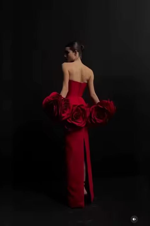 Aurelia Floral Off - Shoulder Gown by Luxe Lane | from Luxe Lane | SKU:  | Barcode:  | Options: Black S | Aurelia Floral Off - Shoulder Gown