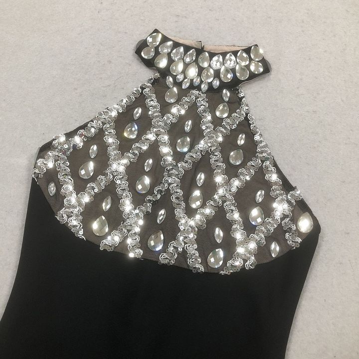 Aurelia Halter Rhinestone Bandage Mermaid Gown by Shine | Ball gown from Luxe Lane | SKU: -1 | Barcode:  | Options: Black S(6) | Luxury Black Bandage Mermaid Dress Elegant Sexy Halter Neck Rhinestones Party Dresses Women Evening Gowns for Gala Dinners