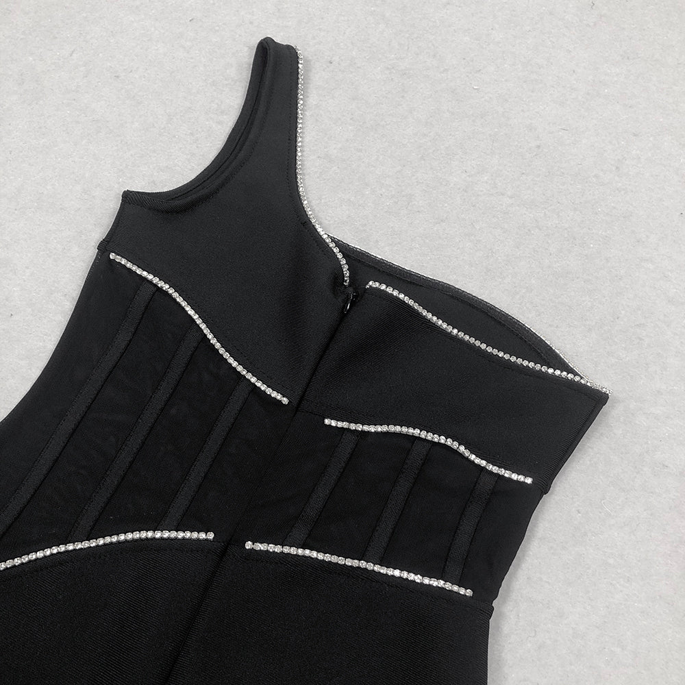 Aurelia One - Shoulder Backless Bandage Gown by Luxe Lane | from Luxe Lane | SKU:  | Barcode:  | Options: Black M | High - end One Shoulder Evening Gowns Black Prom Bandage Dress Sexy Club Dresses for Women