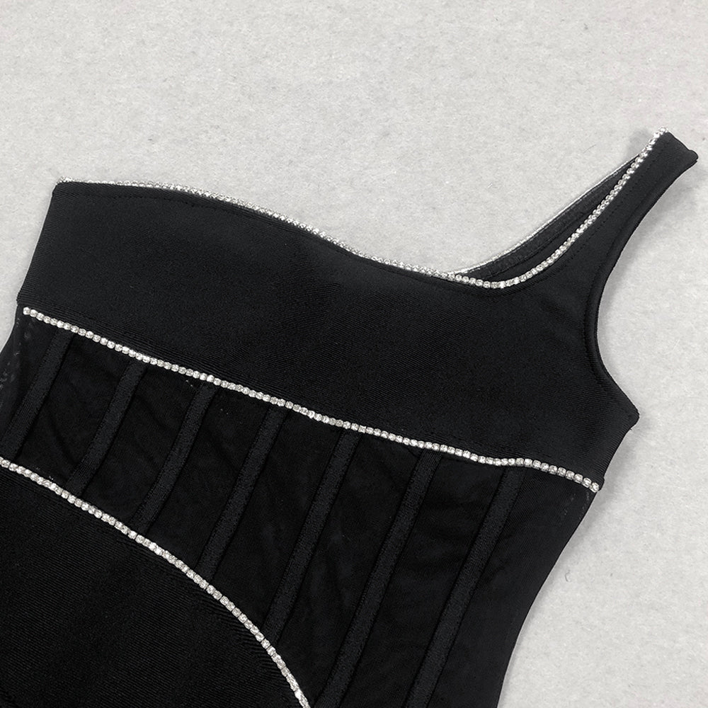 Aurelia One - Shoulder Backless Bandage Gown by Luxe Lane | from Luxe Lane | SKU:  | Barcode:  | Options: Black M | High - end One Shoulder Evening Gowns Black Prom Bandage Dress Sexy Club Dresses for Women