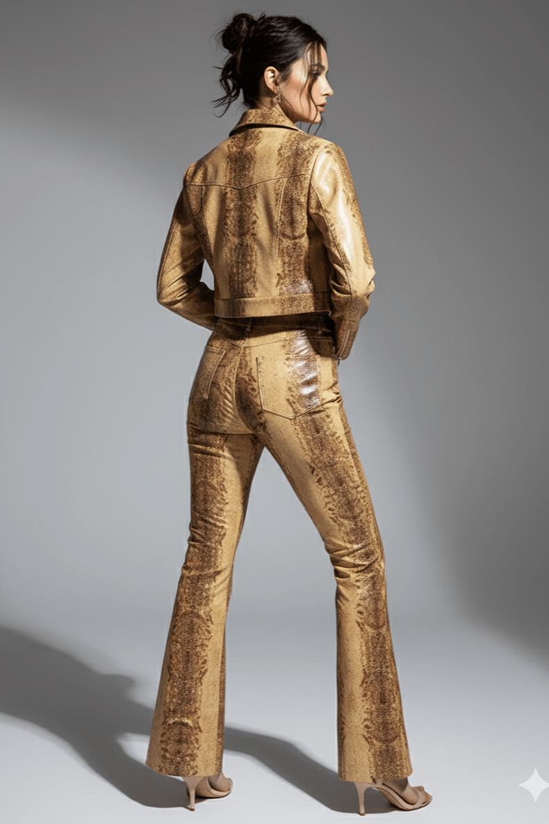 Aurelia Snake Print Satin Set by Shine | one set from Luxe Lane | SKU: W11386-1 | Barcode:  | Options: Golden S | Aurelia Snake Print Satin Set