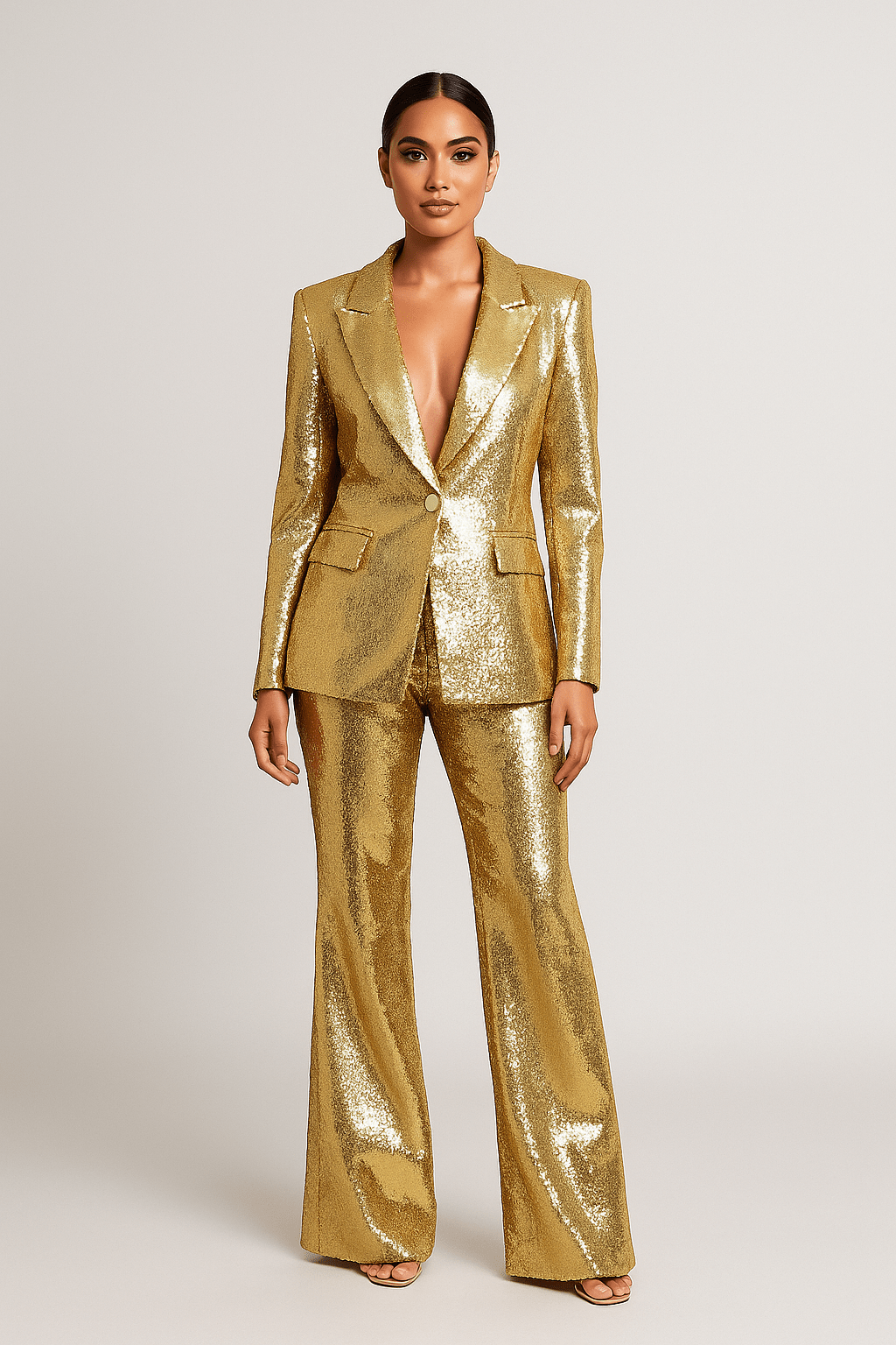 Aurora Luxe Golden Sequin Blazer & Pant Set by Luxe Lane | from Luxe Lane | SKU:  | Barcode:  | Options: Golden S | Aurora Luxe Golden Sequin Blazer & Pant Set