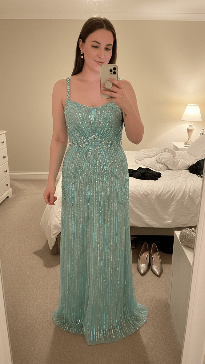 Aveline Sequin Beaded Mesh GownRose RedSLuxe Lane