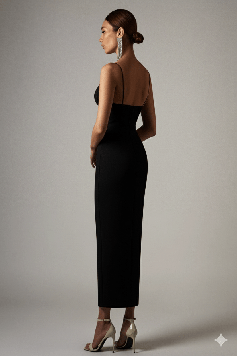 Averie Halter High - Slit Maxi Dress by Luxe Lane | from Luxe Lane | SKU:  | Barcode:  | Options: black XS | Averie Halter High - Slit Maxi Dress
