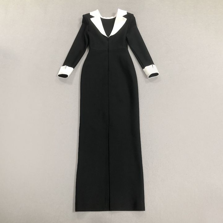 Backless Long Sleeve Bodycon Maxi Evening DressClothingBlackS(6)Luxe Lane