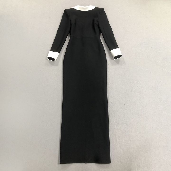 Backless Long Sleeve Bodycon Maxi Evening DressClothingBlackS(6)Luxe Lane