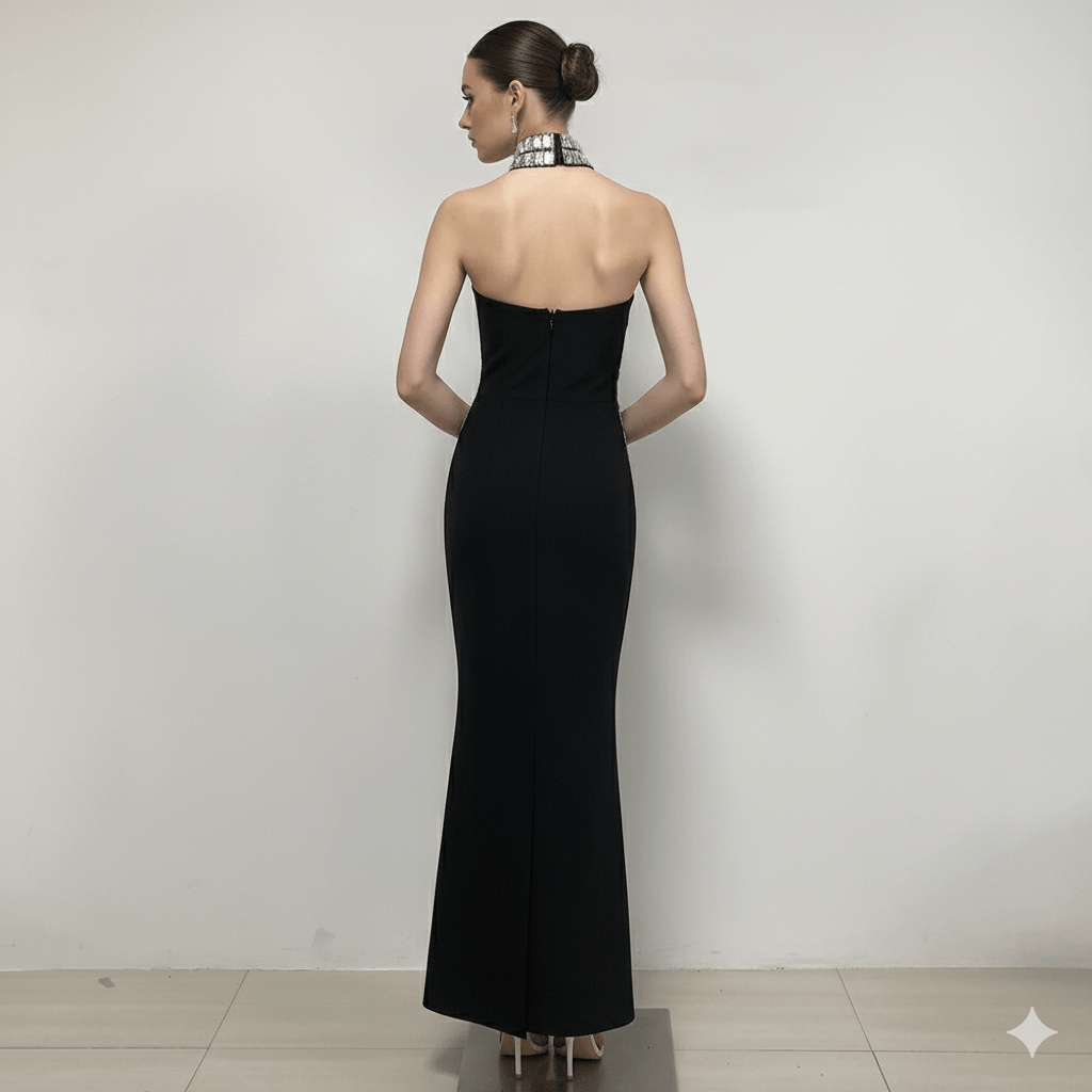 Bandage Dress with Crystal Rhinestone by Luxe Lane | from Luxe Lane | SKU:  | Barcode:  | Options: Black S | Bandage Dress with Crystal Rhinestone