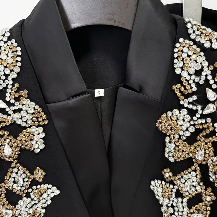 Beaded Blazer & Slit Wide - Leg Pant Set by Luxe Lane | Pants Suits from Luxe Lane | SKU: 1688358-1 | Barcode:  | Options: Black S(6) | Luxurious Beading Bodycon Women's Suits Blazers Single Button Jacket and Slit Wide Leg Pants Blazer Set for Women