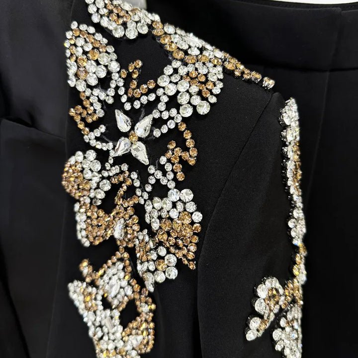 Beaded Blazer & Slit Wide - Leg Pant Set by Luxe Lane | Pants Suits from Luxe Lane | SKU: 1688358-1 | Barcode:  | Options: Black S(6) | Luxurious Beading Bodycon Women's Suits Blazers Single Button Jacket and Slit Wide Leg Pants Blazer Set for Women