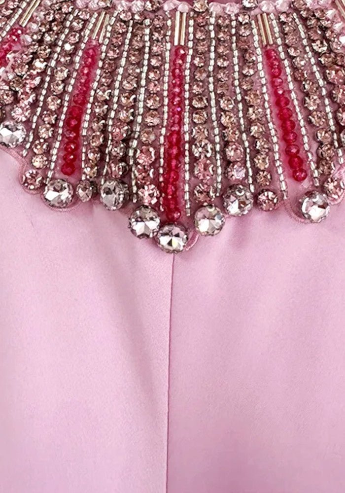Beaded Cowl - Neck Bodycon Maxi Evening DressParty dressesPinkS(6)Luxe Lane